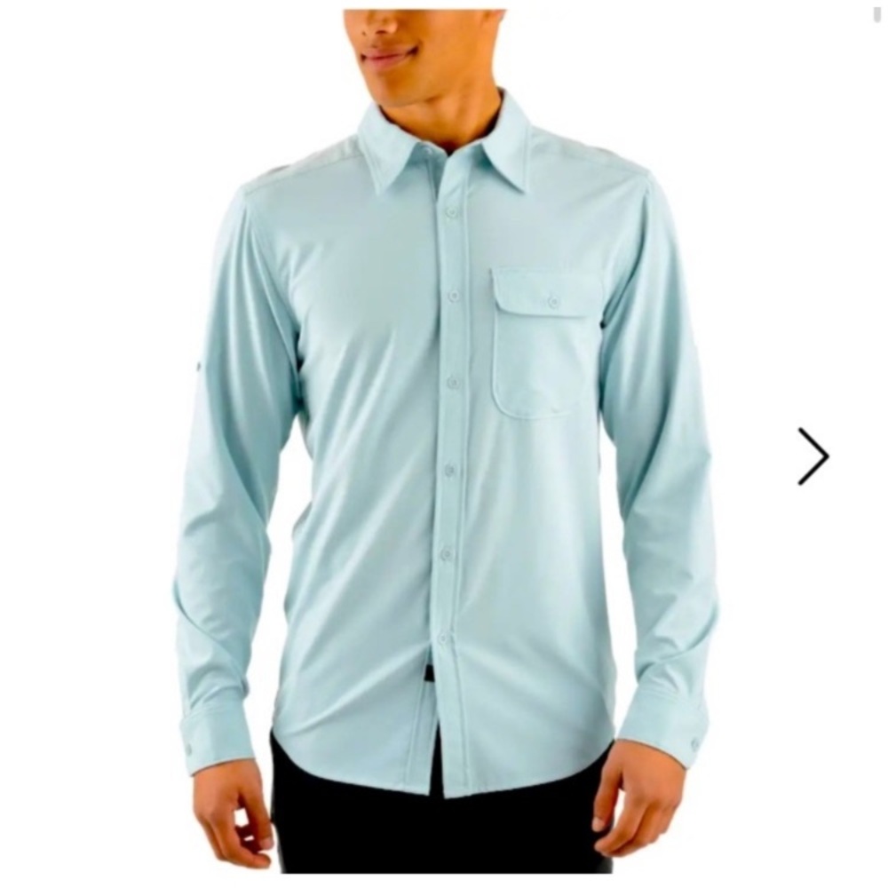 MEC Mens Blue Gorpcore Long Sleeve Casual Button Up Shirt Medium Hiking Fishing